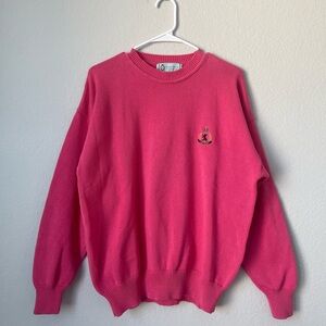 Vintage Island Casuals Cayman Island Embroidered Pink 100% Cotton Sweater Size L